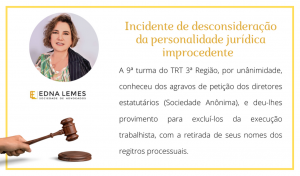 Leia mais sobre o artigo Improcedência do pedido de Desconsideração da Personalidade Jurídica – 3/2020