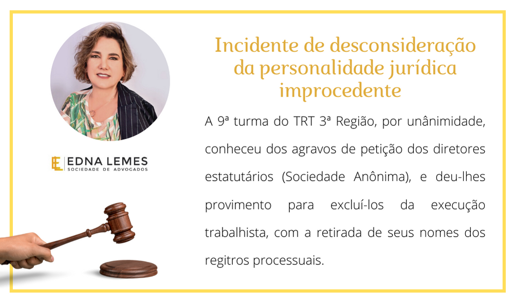 Leia mais sobre o artigo Improcedência do pedido de Desconsideração da Personalidade Jurídica – 3/2020
